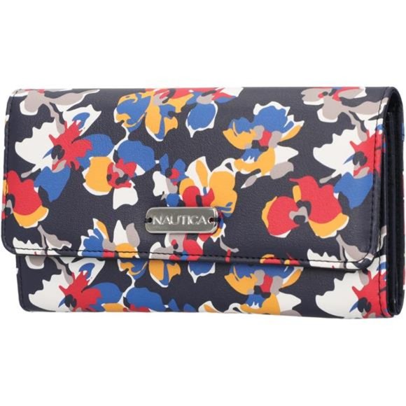 Money Manager RFID Women’s Wallet Clutch Organizer (Floating Floral Indigo) - Picture 1 of 3
